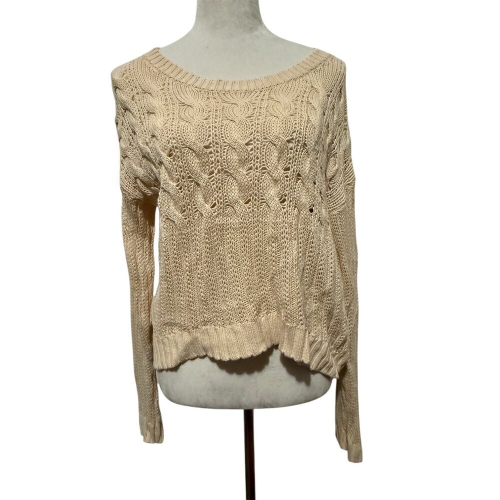 Bethany Mota Beige Long Sleeve Bohemian Slouchy Sweater Size Small